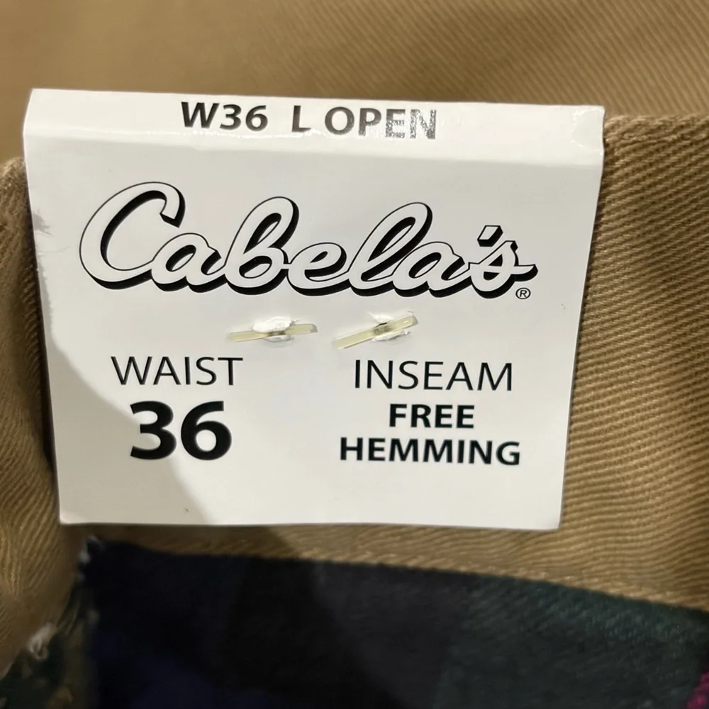 NWT Cabela's Flannel Lined Chinos (36)